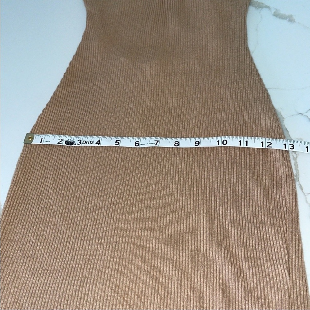 Tan Ribbed Bodycon Mini Dress - Picture 9 of 9